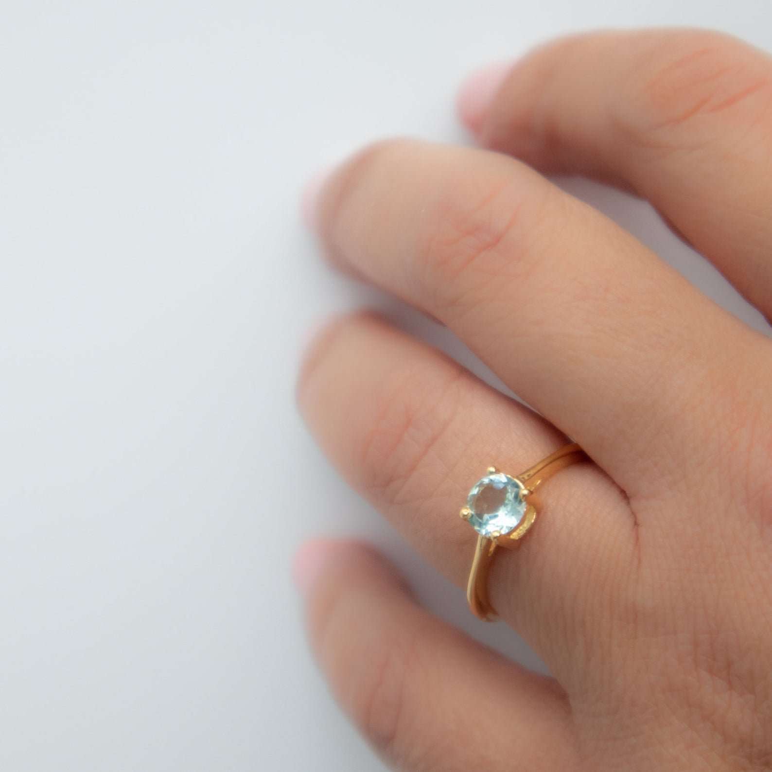 March birthstone store gold ring