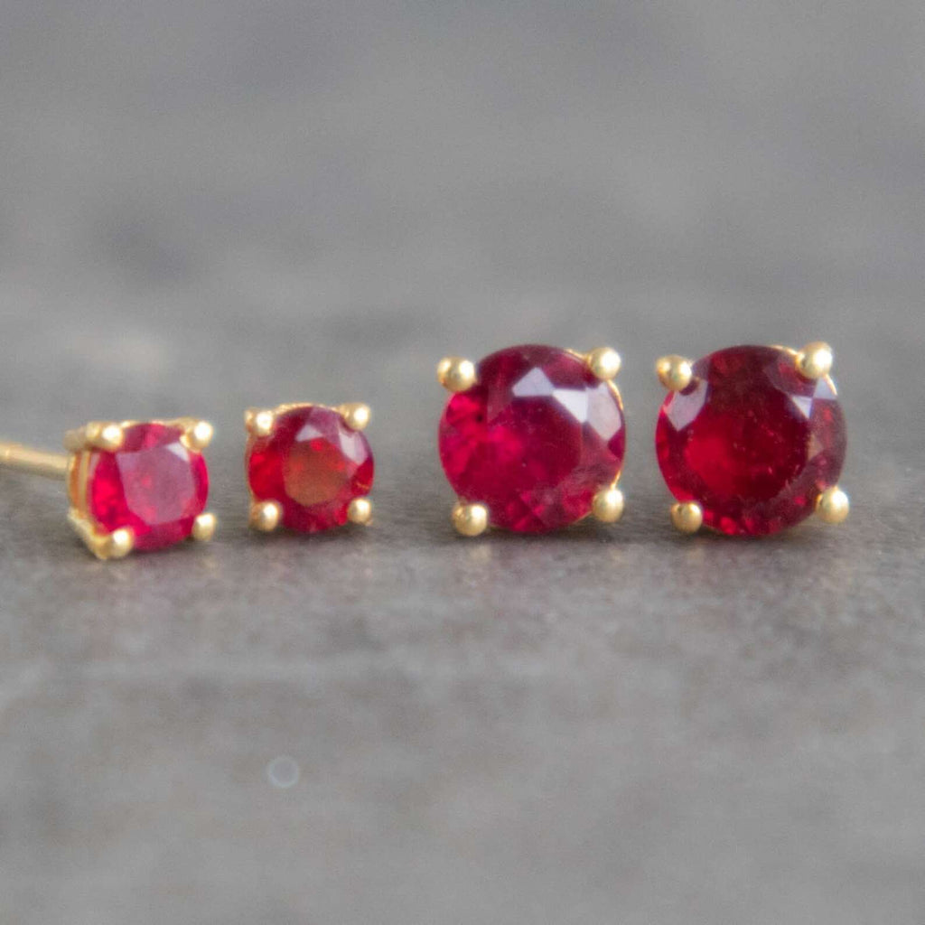 Gold Ruby Earrings, Natural Ruby, Vintage factory Earrings, July Birthstone, Gold Plated Earrings, Half Hoops, Red Antique Earrings, Gold Vermeil