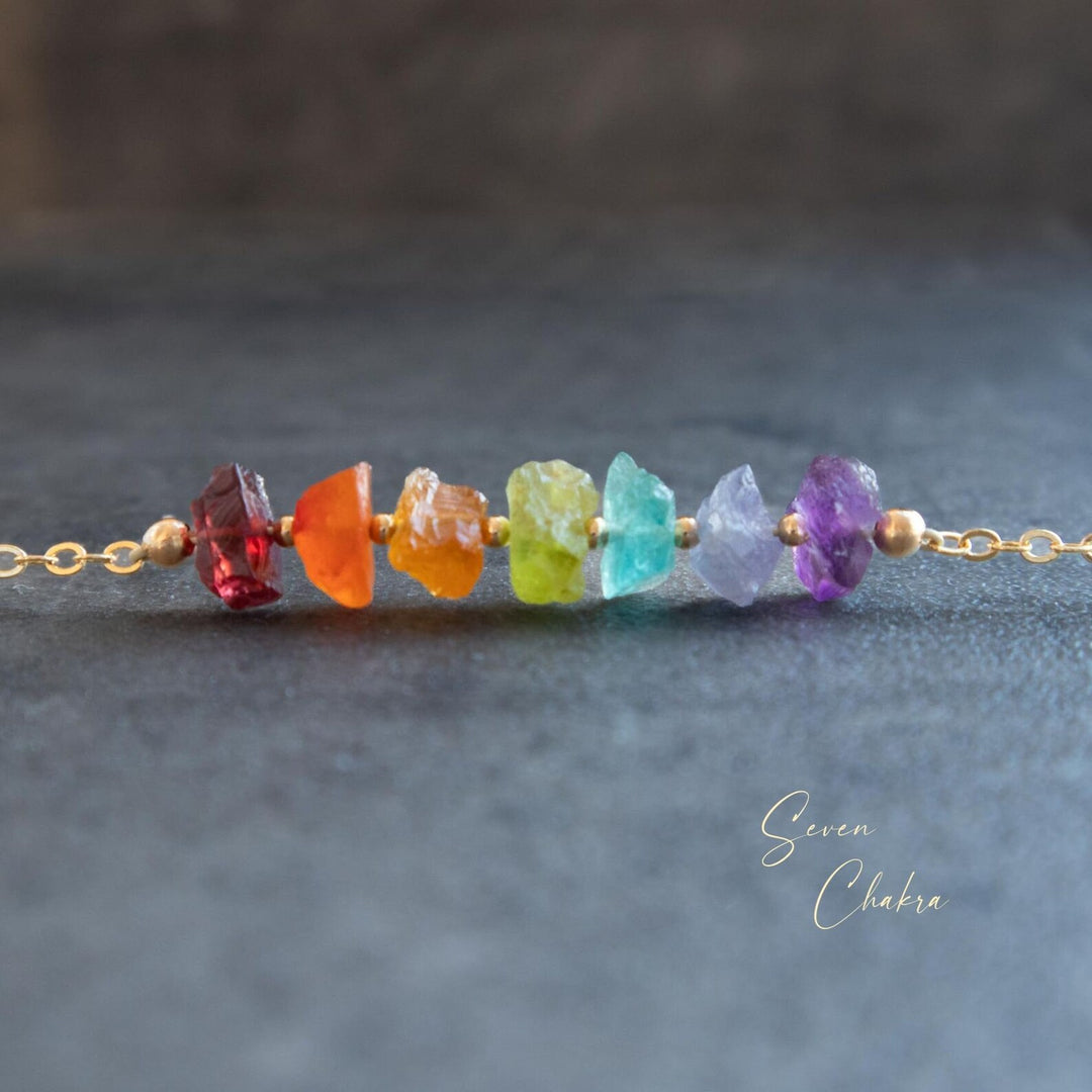 7 Chakra Stone Necklace Chakra Crystal Necklace Beaded Crystal Healing  Chakra Necklace Spiritual Necklace Rainbow Crystal Necklace 