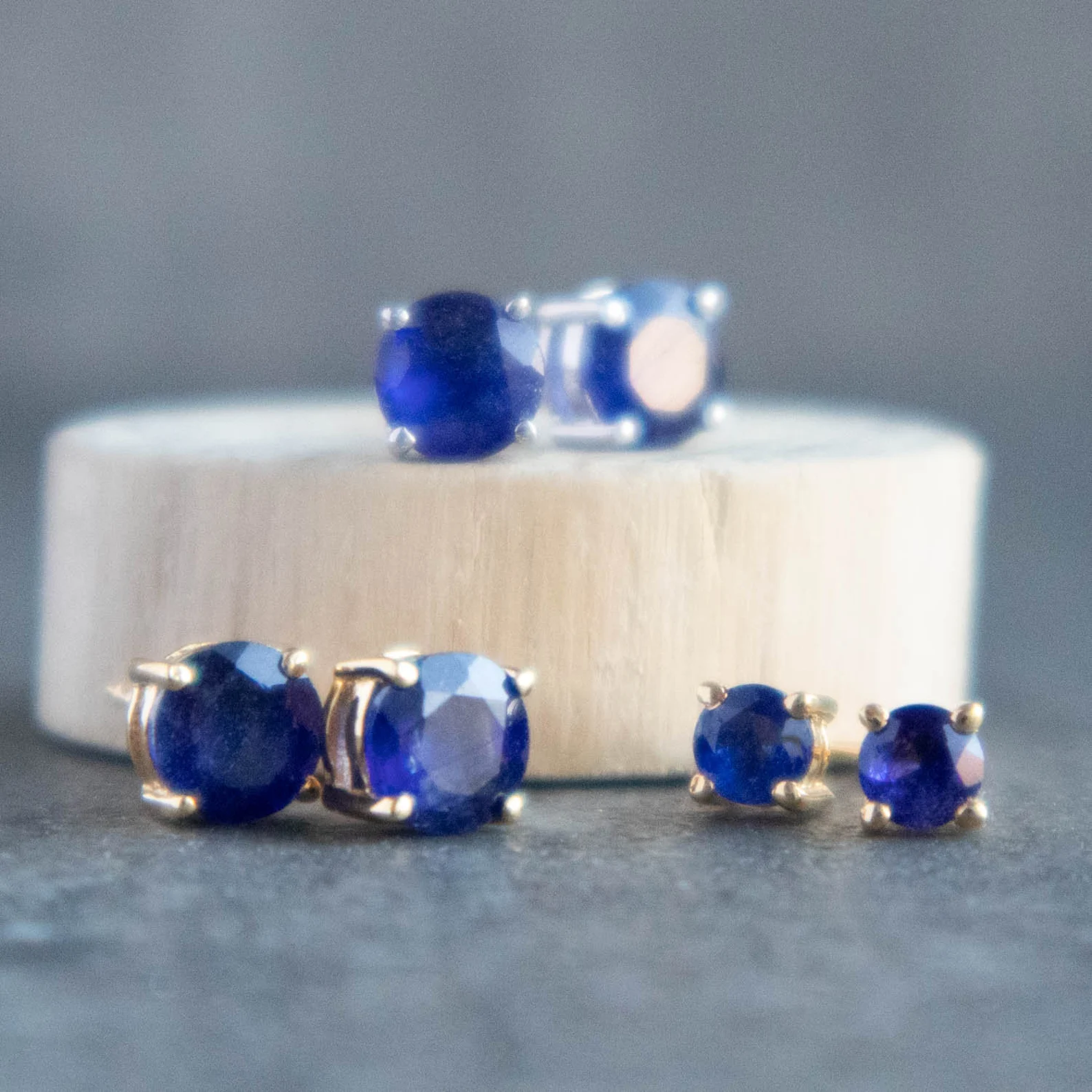 Sapphire Stud Earrings, Birthstone Jewellery, Natural Blue Sapphire – Abiza